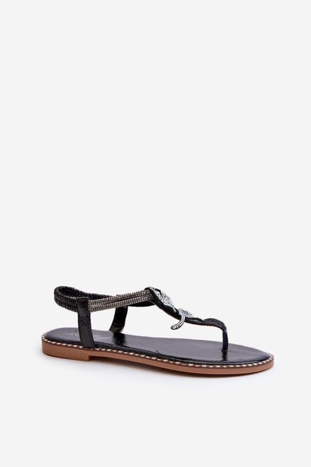 Love Lace Love Lace Women's Flat Flower Decor Sandals for Summer Days Comfort Style Everyday in Black - 2