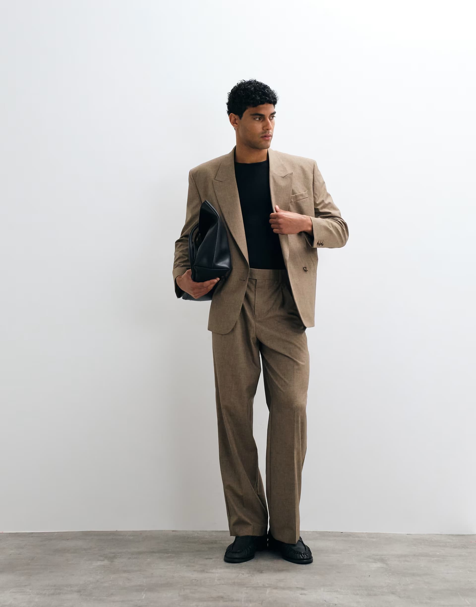 ASOS ASOS DESIGN wide suit trousers in beige wool