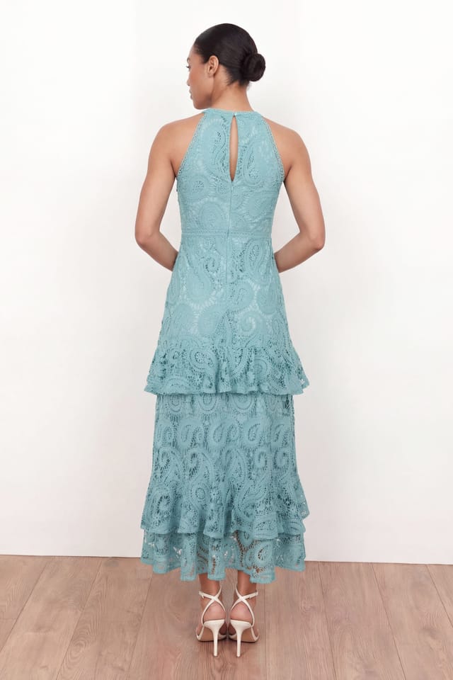 Maya Deluxe Maya Deluxe Women's Paisley Lace Halter Neck Midaxi Dress in Blue - 2