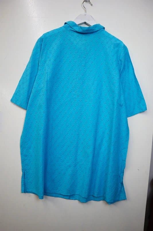 Jessica London Turquoise longline embroidered button shirt Size 22