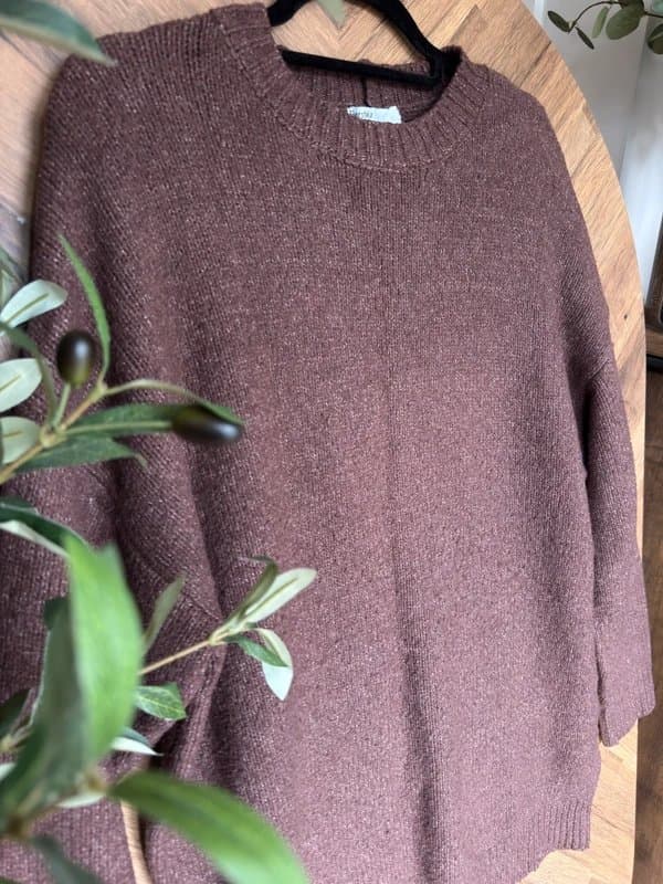 Bershka Bershka brown oversized dad knitted jumper size M