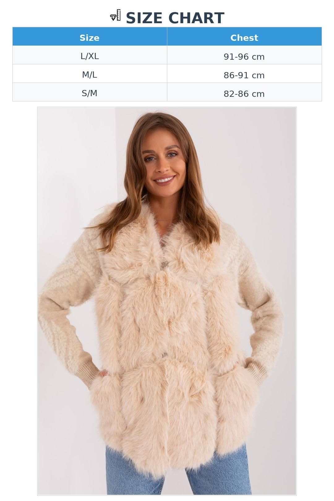 Love Lace Love Lace Women's Lined Faux Fur Polyester Vest with Pockets in Beige - 4