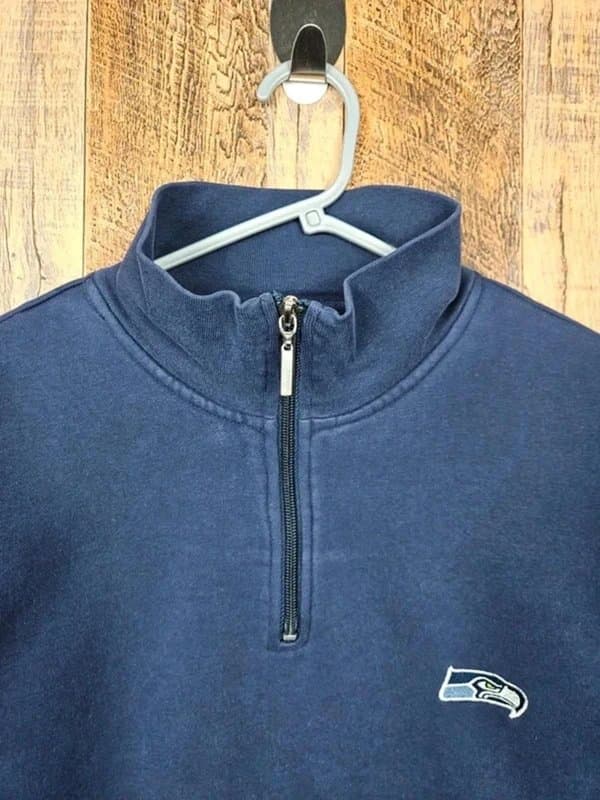 Reebok Reebok Seattle Seahawks 1-4 Zip Sweatshirt - Navy NFL Jumper - M