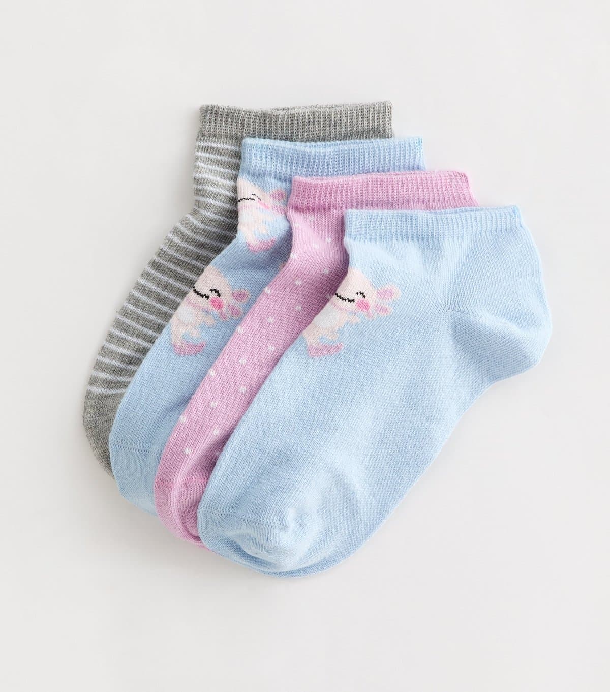 New Look Girls' Pack of 4 Blue Axolotl Trainer Socks New Look