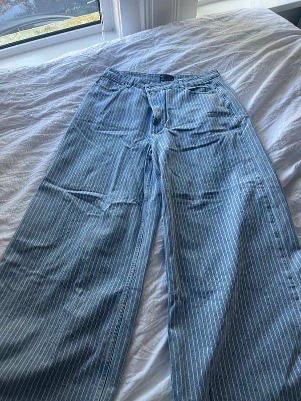 ASOS Design ASOS Wide Leg Striped Blue Jeans