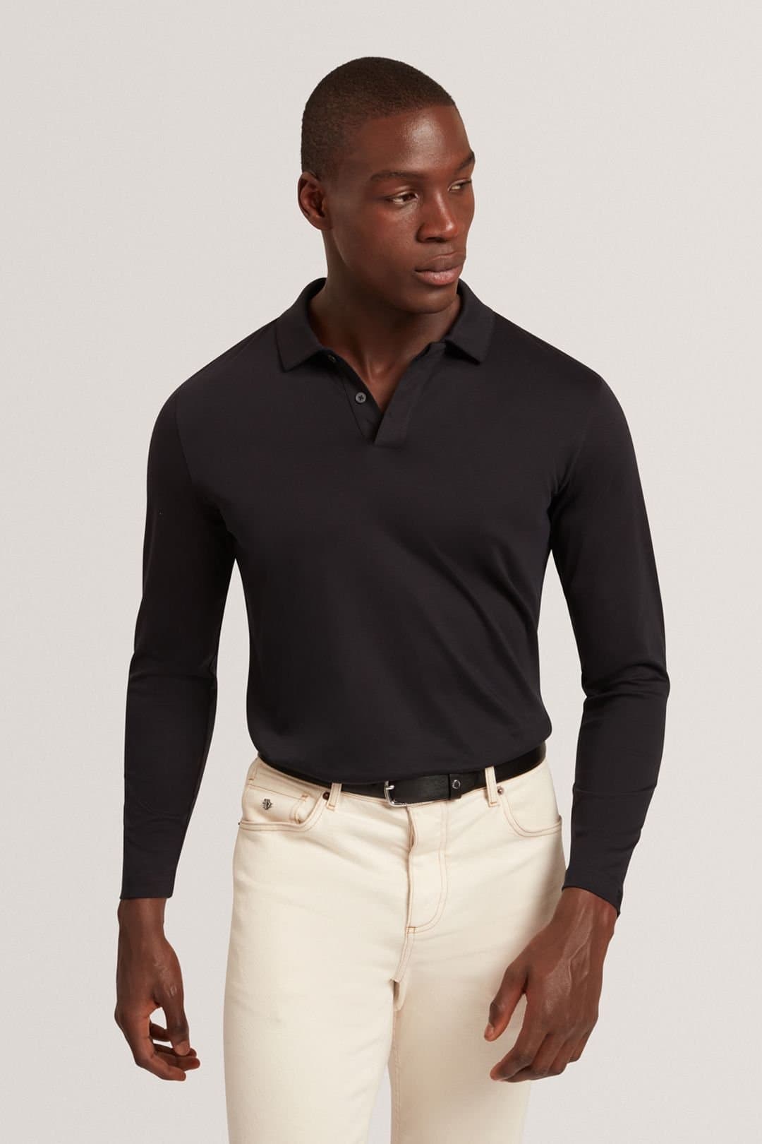 Ted Baker Ted Baker Men's Ignac Ls Regular Soft Touch Polo Black