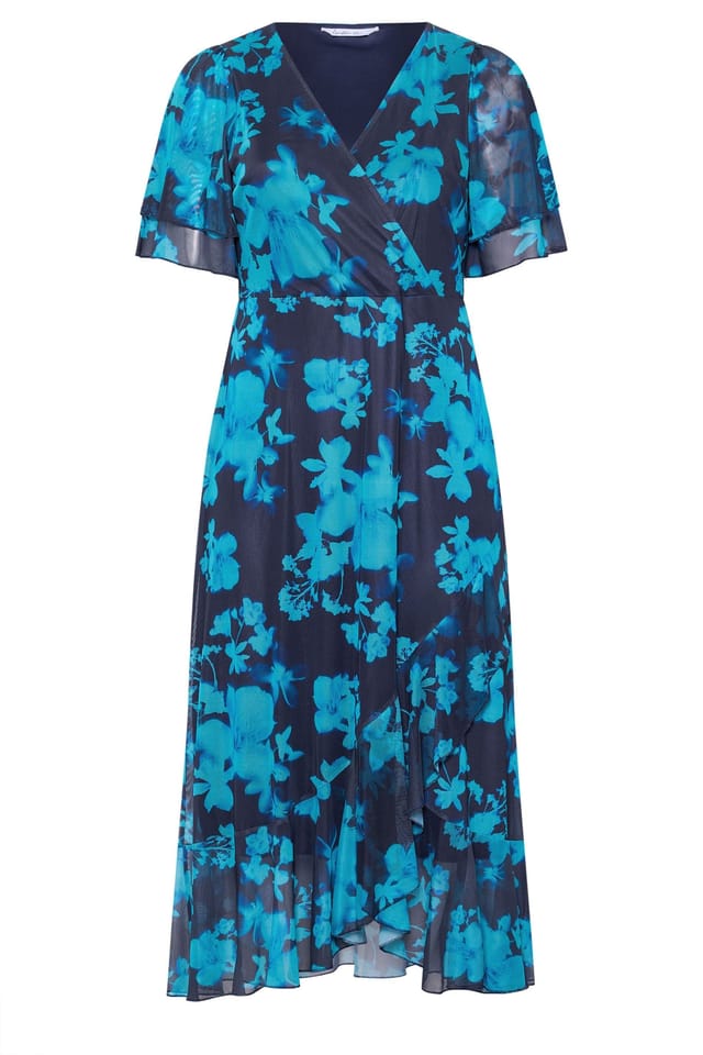 Yours Yours Women's Floral Wrap Dress in Dark Blue - 2