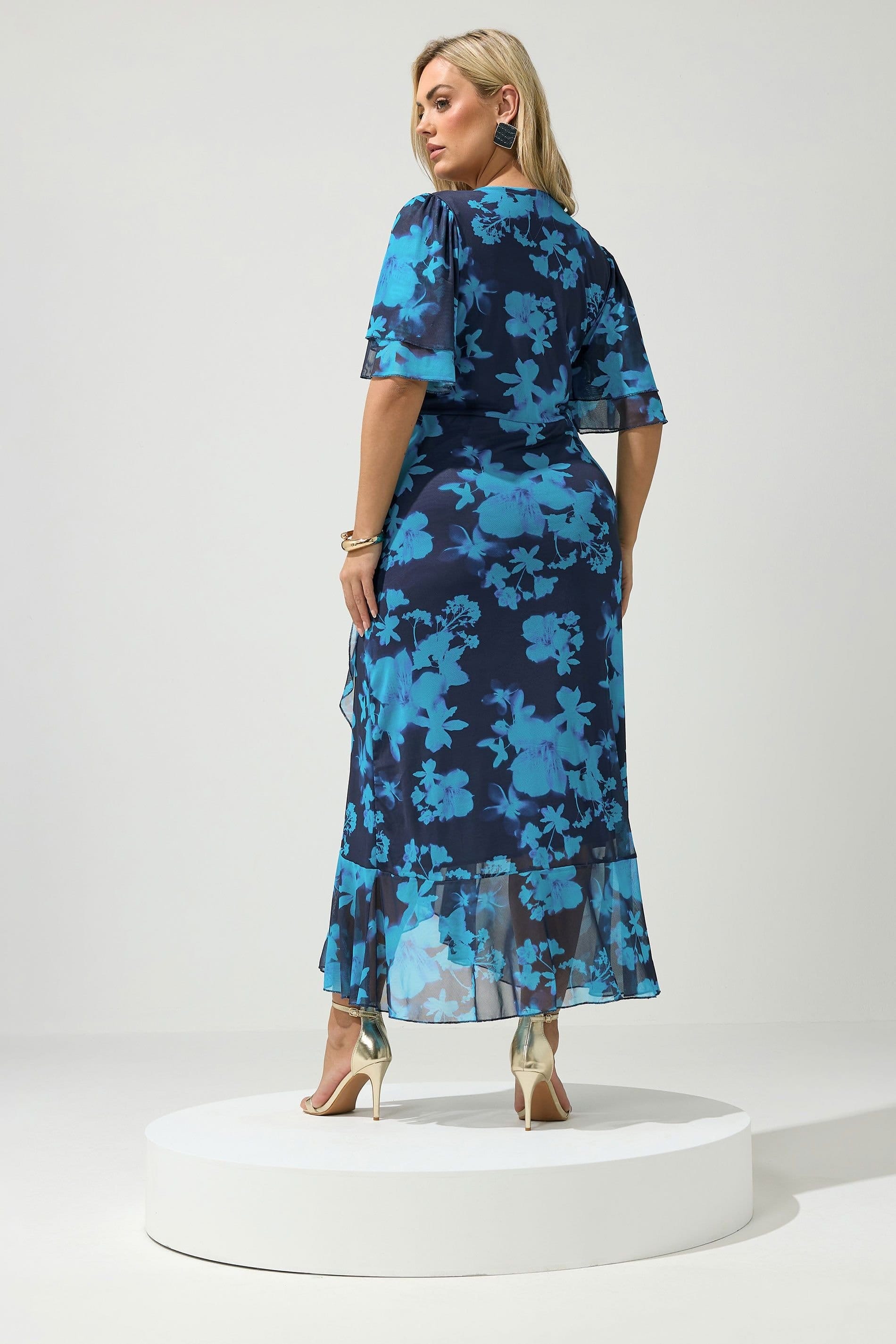 Yours Yours Women's Floral Wrap Dress in Dark Blue - 4