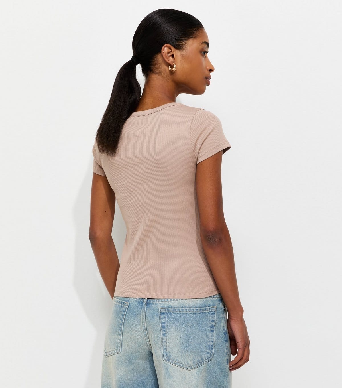 New Look Women's Stone Cotton Rich Square Neck T-Shirt New Look - 4