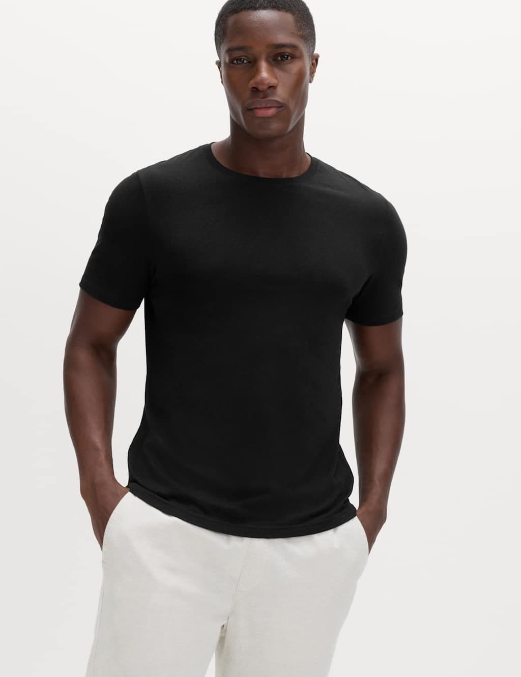 Marks & Spencer M&S Black Pure Cotton Crew Neck T-Shirt