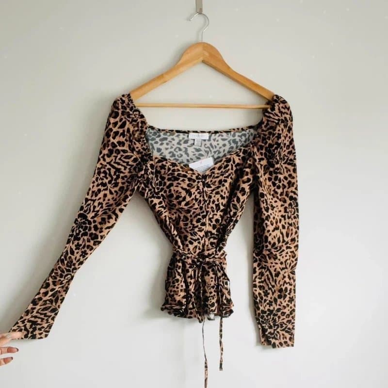Topshop Topshop brown animal print top Size 8