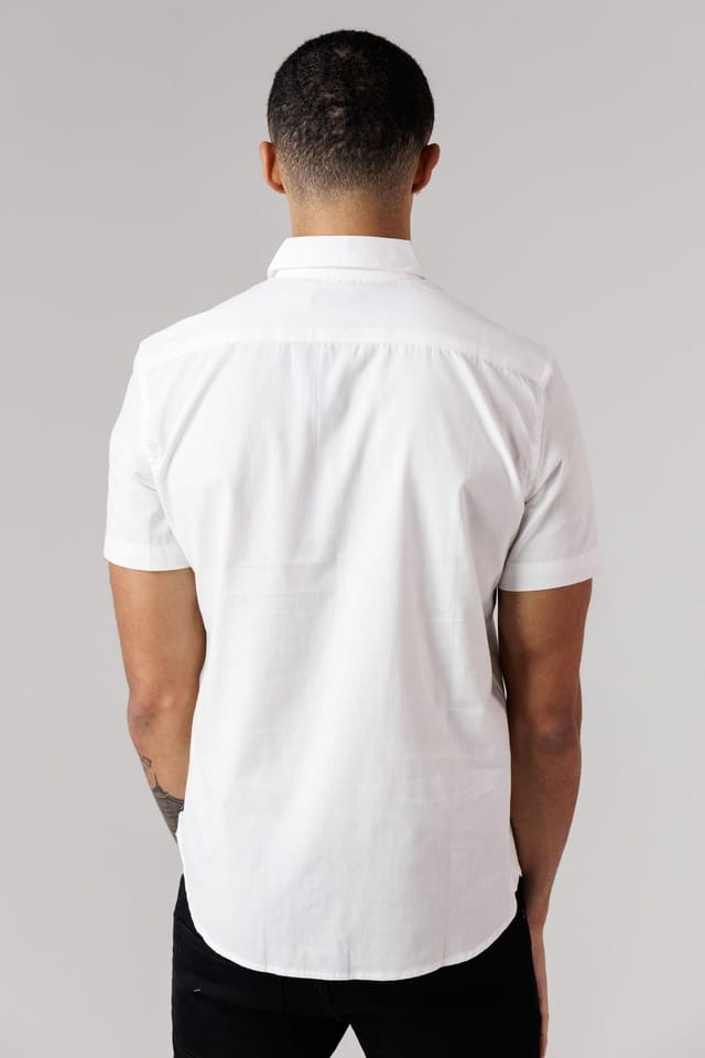 French Connection French Connection Men's Cotton Short Sleeve Oxford Shirt in White - 2