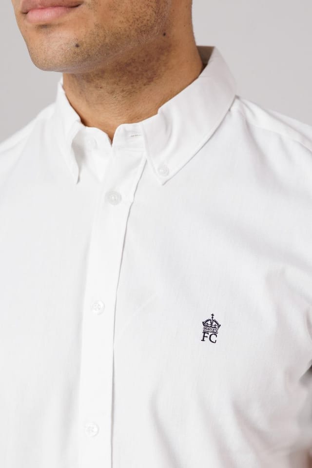 French Connection French Connection Men's Cotton Short Sleeve Oxford Shirt in White - 3