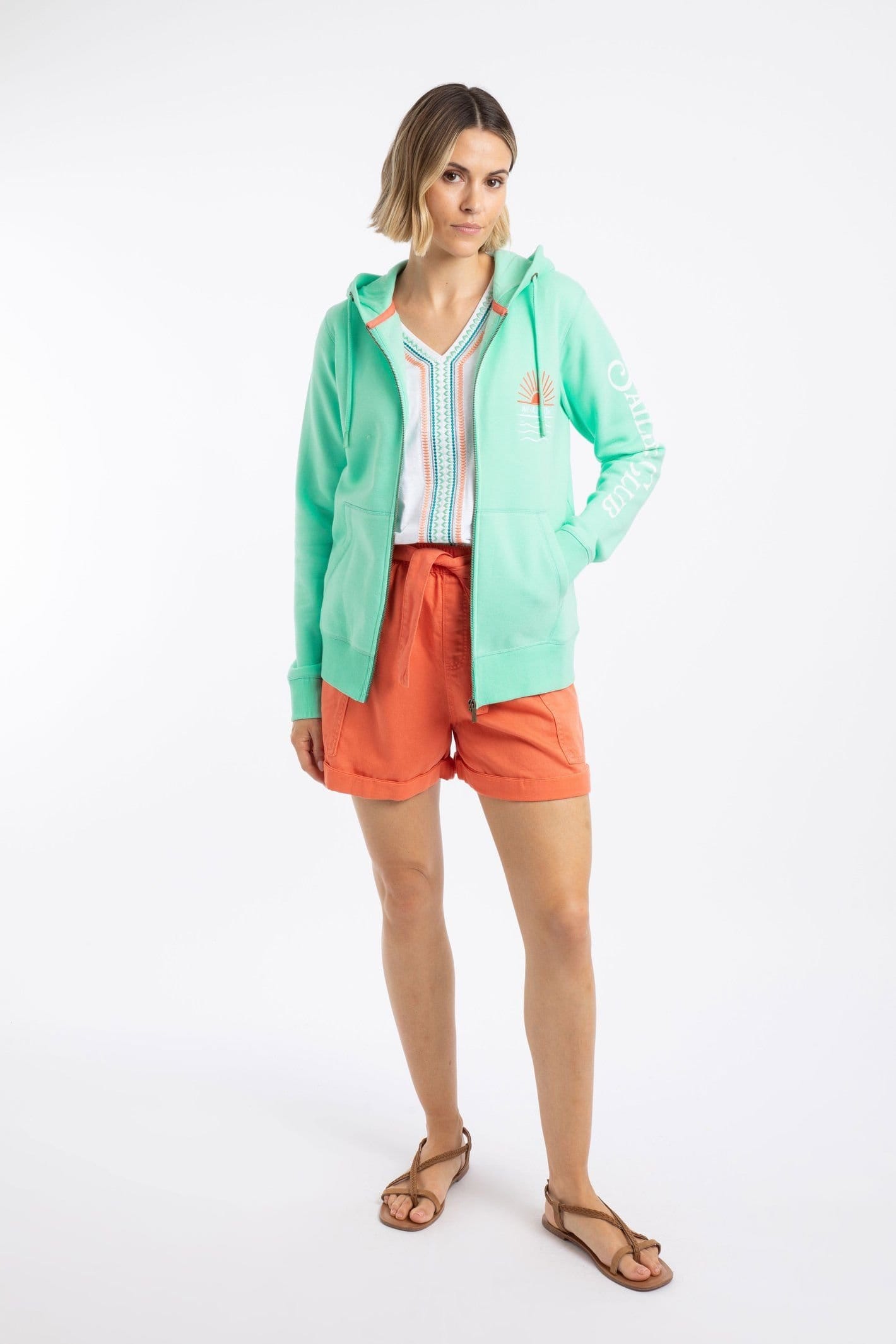 Weird Fish Weird Fish Women's Cyra Graphic Full Zip Hoodie in Light Green - 4