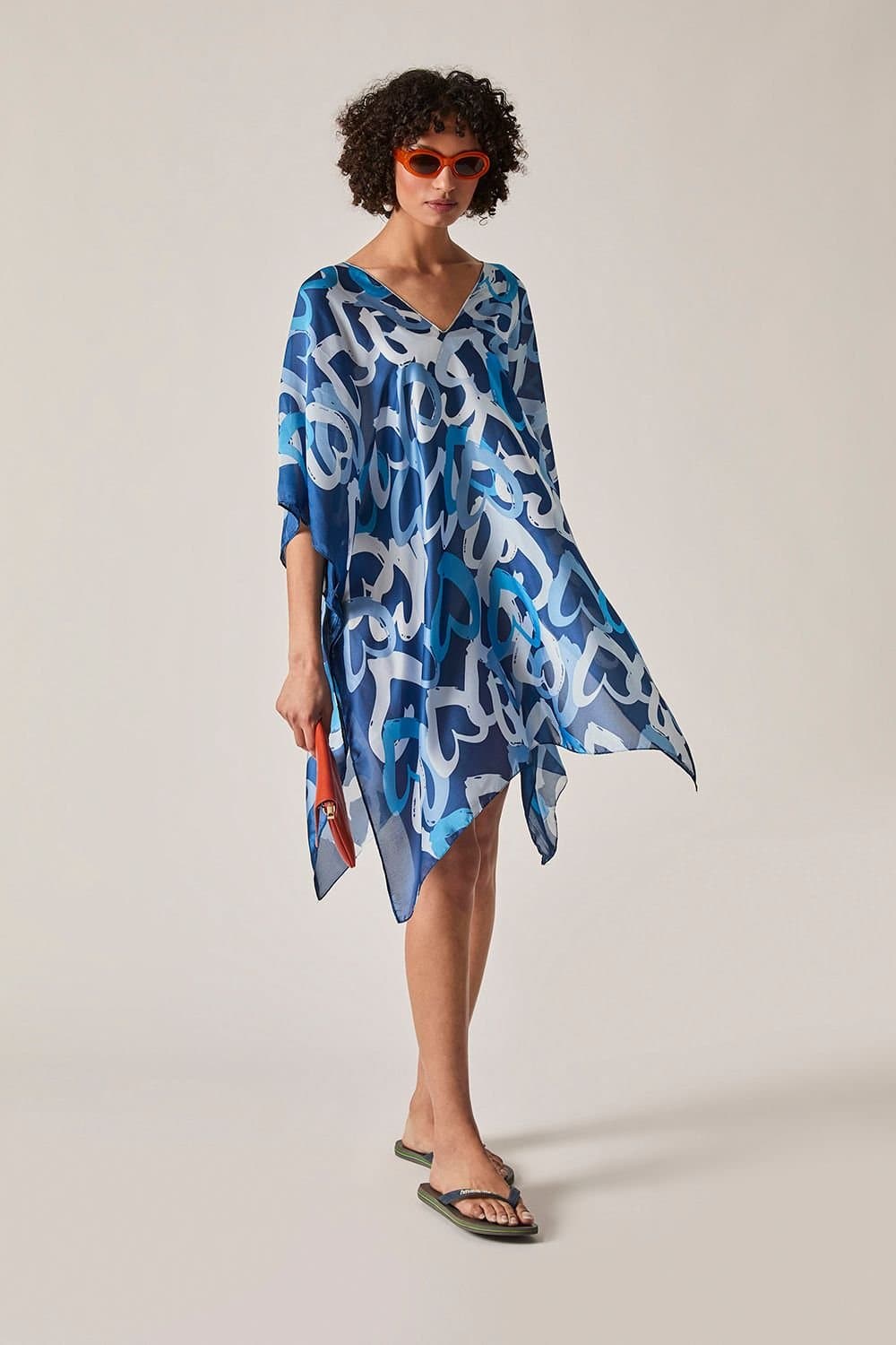 James Lakeland James Lakeland Women's Blue Heart Print Kaftan