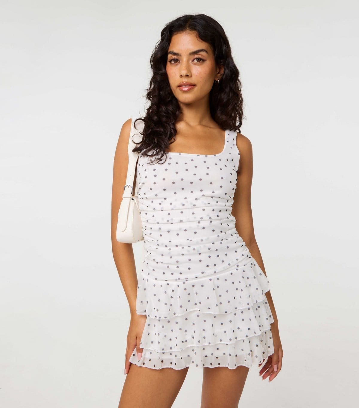 Pink Vanilla Off White Polka Dot Mini Dress