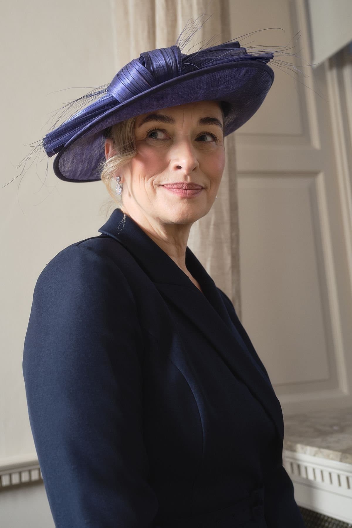 Coast Coast Navy Satin Bow Detail Round Hat for Women