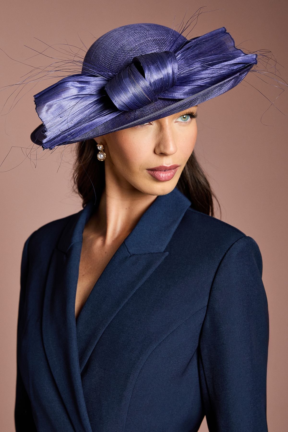 Coast Coast Women's Lisa Tan Bow Detail Round Hat in Navy - 3