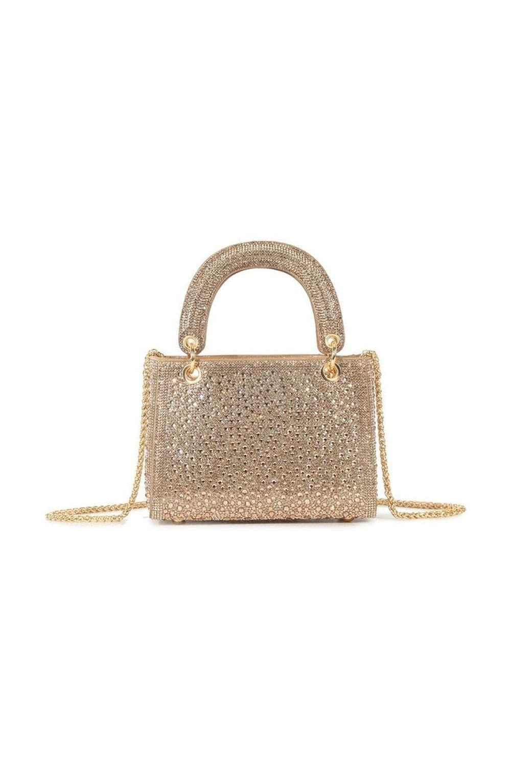 Miss Diva Miss Diva Rose Gold Diamante Embellished Handle Bag