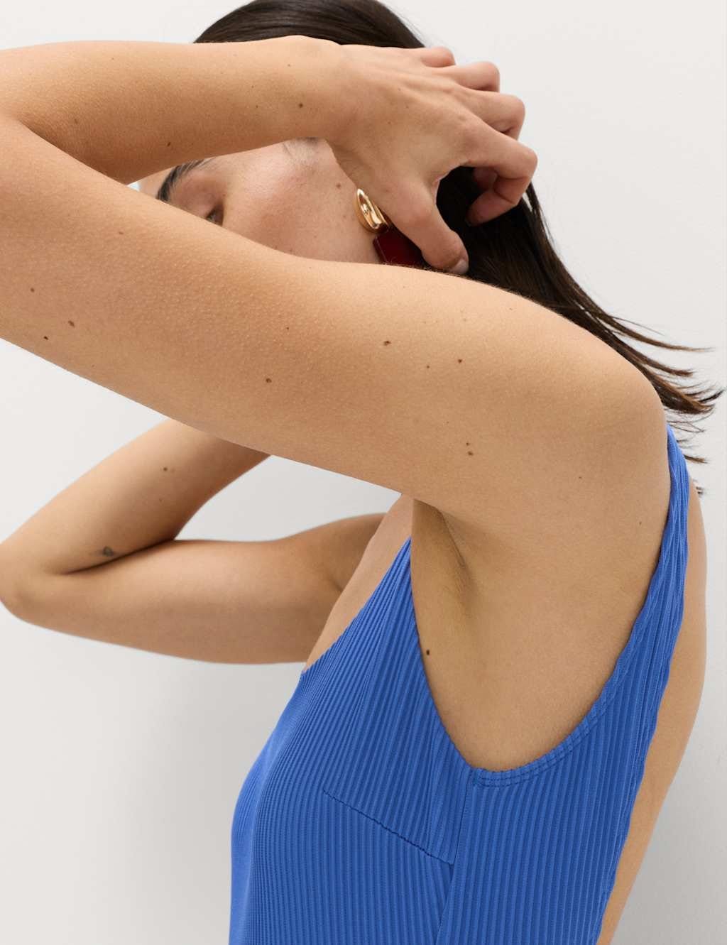 Marks & Spencer M&S Ribbed Textured Scoop Neck Swimsuit Cobalt - 4