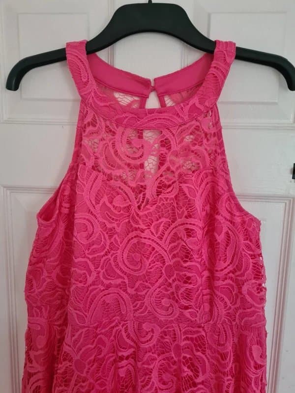 Bodyflirt NWOT Bodyflirt Hot Pink Lace Halter Skater Dress Size L