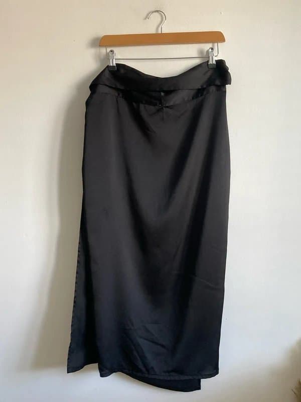 Never Fully Dressed Never Fully Dressed black satin wrap skirt spring summer size large