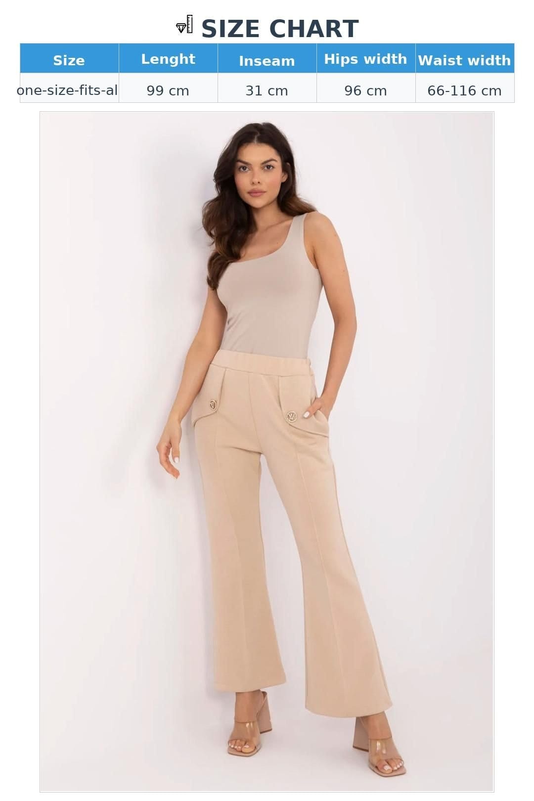 Love Lace Love Lace Women's Tracksuit Trousers Bell Bottom High Waist in Beige - 4