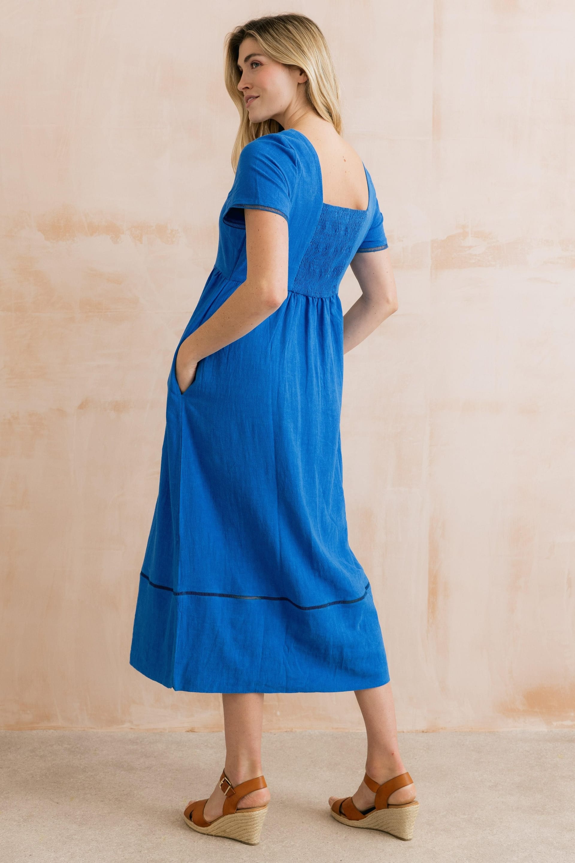 Lily & Me Lily & Me Women's Iris Linen Blend Midi Dress in Cobalt - 4