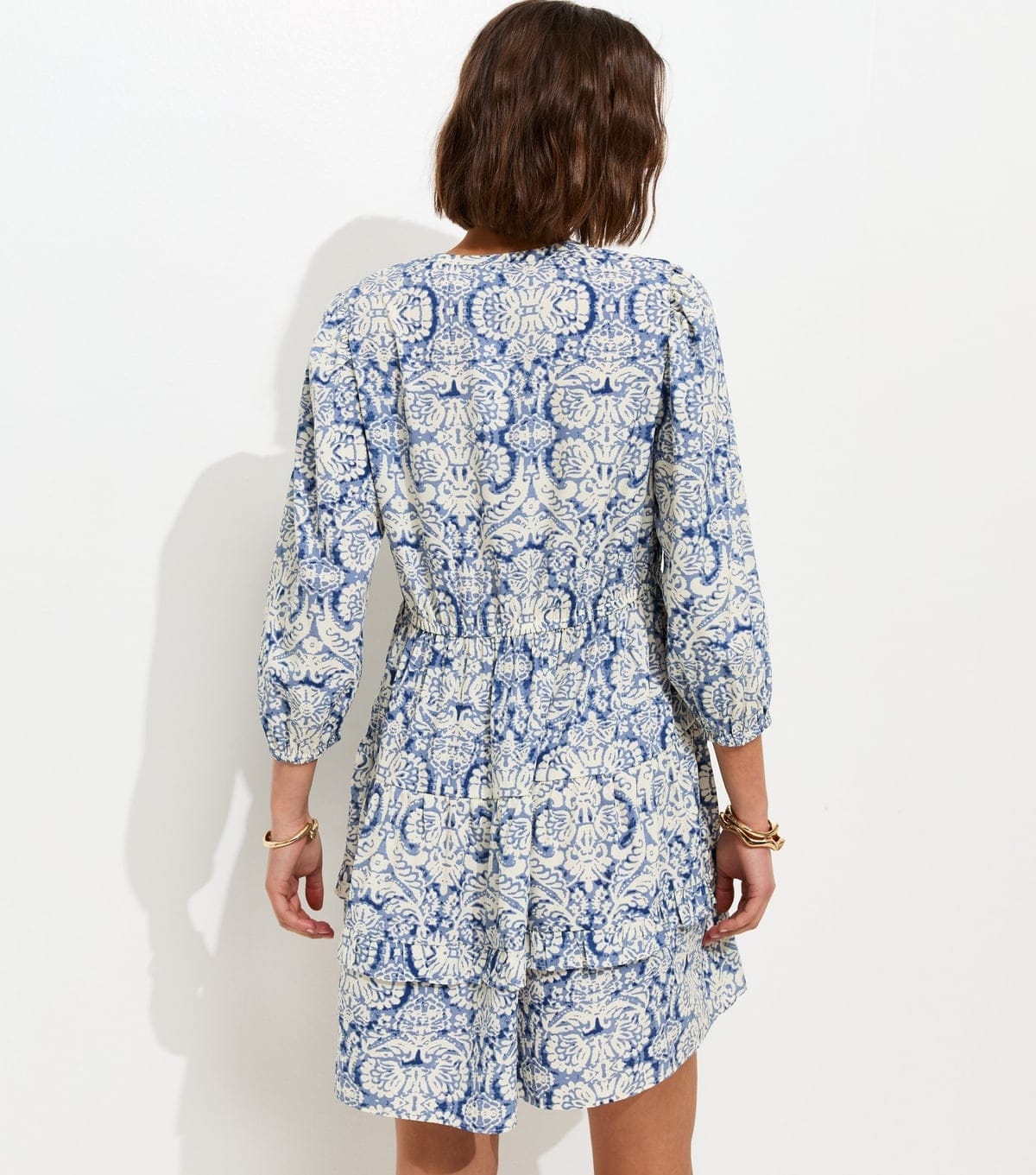 New Look Women's Blue Tiered Cropped Sleeve Mini Dress New Look - 4