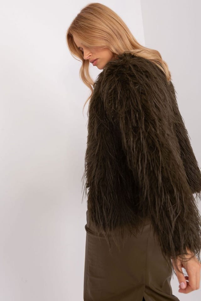 Love Lace Love Lace Women's Fur Trim Hook Closure Lined Jacket in Green - 3