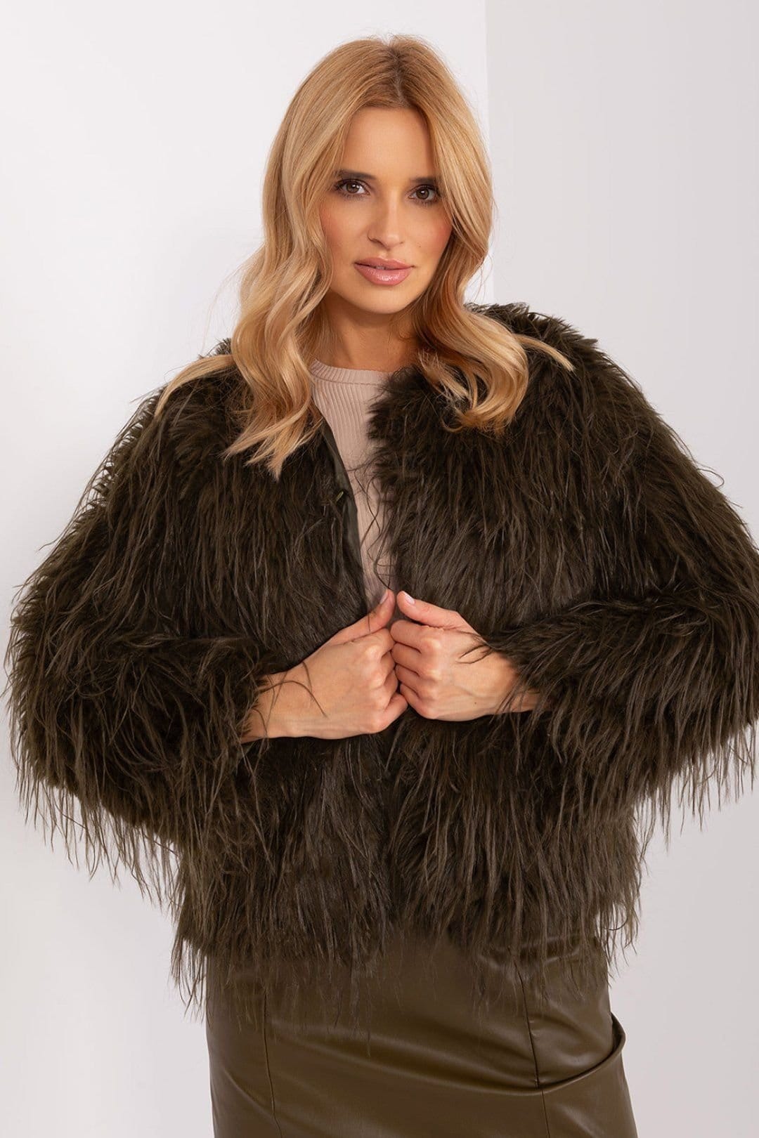 Love Lace Love Lace Women's Fur Trim Hook Closure Lined Jacket in Green - 4