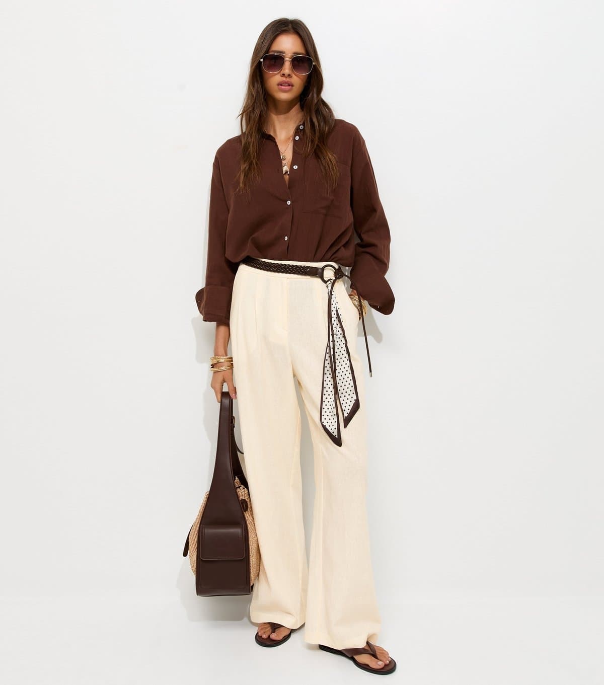 New Look Women's White Linen Rich Tailored Trousers New Look