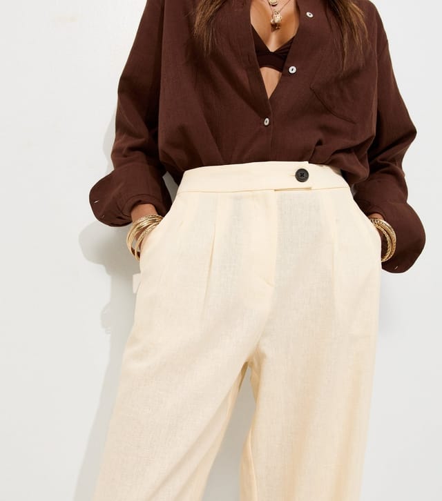 New Look Women's White Linen Rich Tailored Trousers New Look - 2