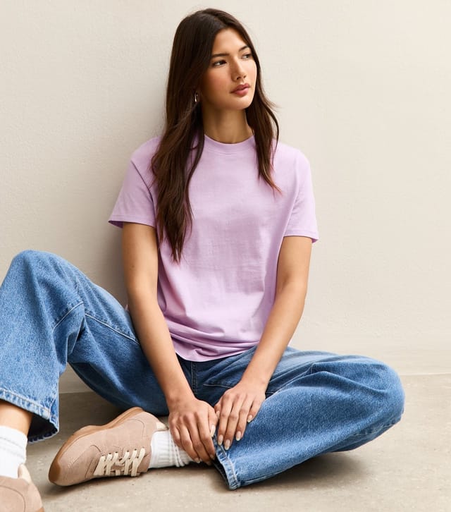 New Look Women's Lilac Cotton Crew Neck T-Shirt New Look - 3