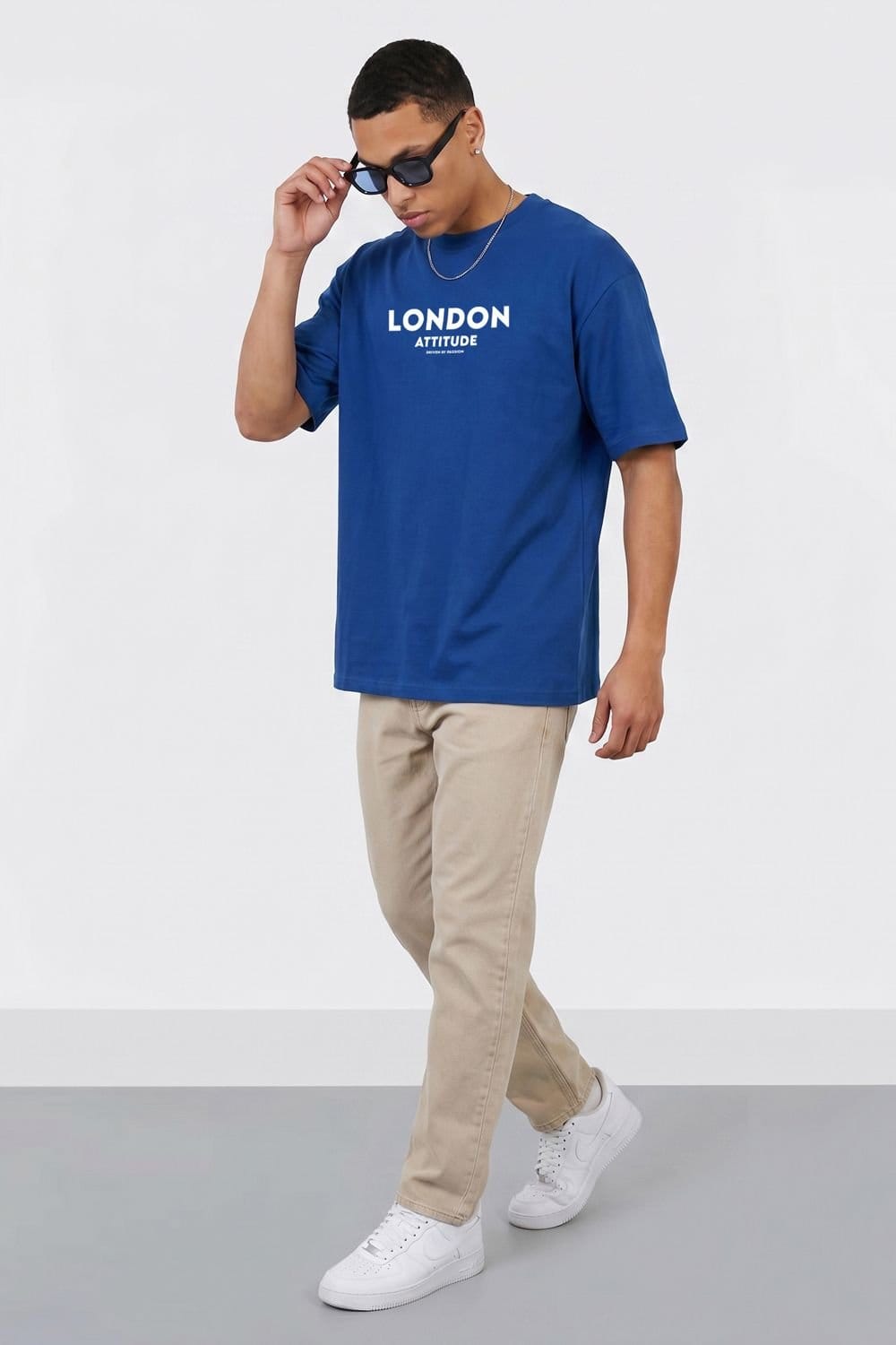 LONDON ATTITUDE LONDON ATTITUDE Men's Original Creators Dragon Graphic Heavyweight Oversized T-Shirt in Royal - 4