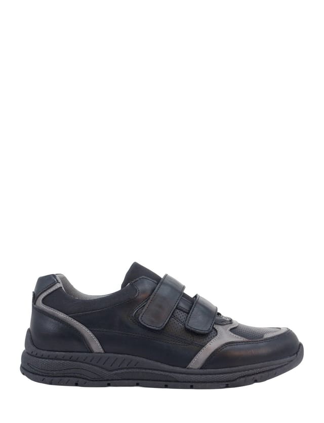 Truflex Truflex Men's Wide Fit Touch Fasten Trainers For Comfortable Walking with Cushioned in Black - 2