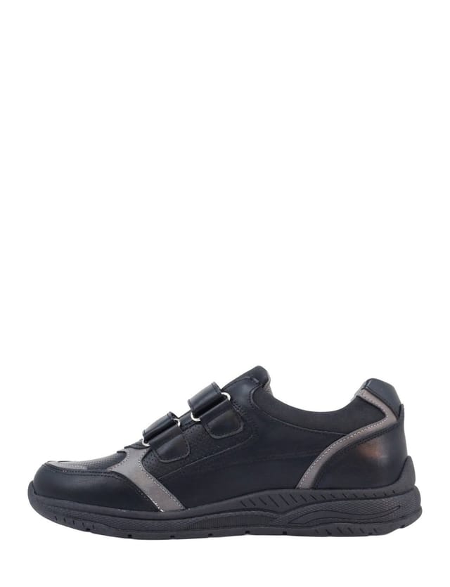 Truflex Truflex Men's Wide Fit Touch Fasten Trainers For Comfortable Walking with Cushioned in Black - 3