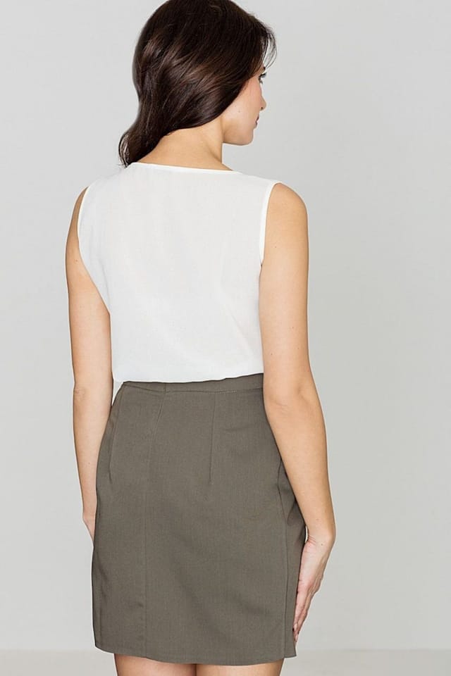 Love Lace Love Lace Women's Asymmetric Front Opening Belted Pencil Skirt in Green - 2
