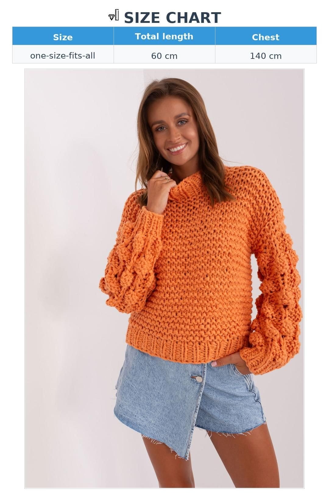 Love Lace Love Lace Women's Puff Sleeve Textured Polyester Sweater Style 186594 in Orange - 4