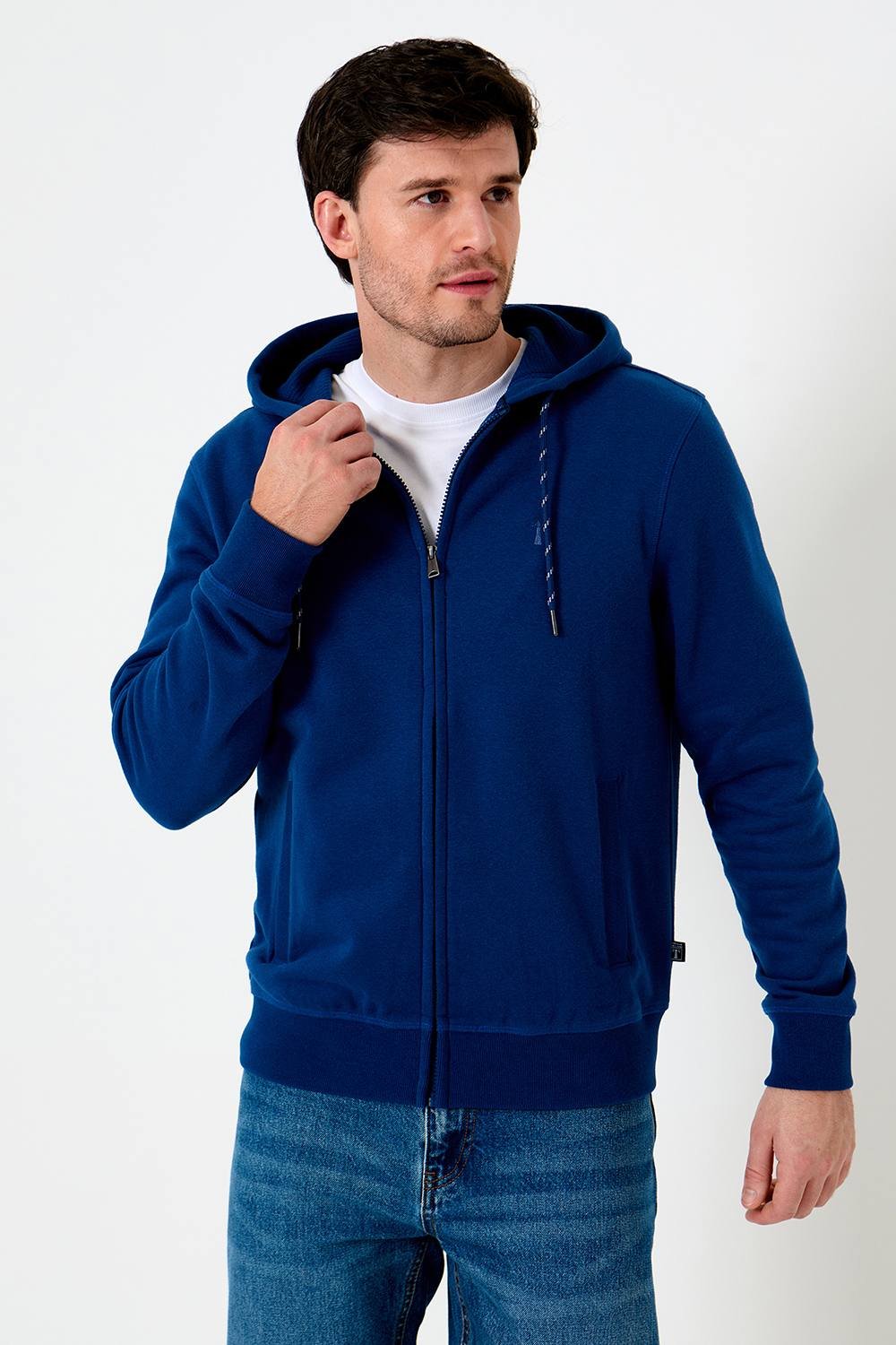 Saltwell Saltwell Men's Zip Through Hoodie in Indigo - 3