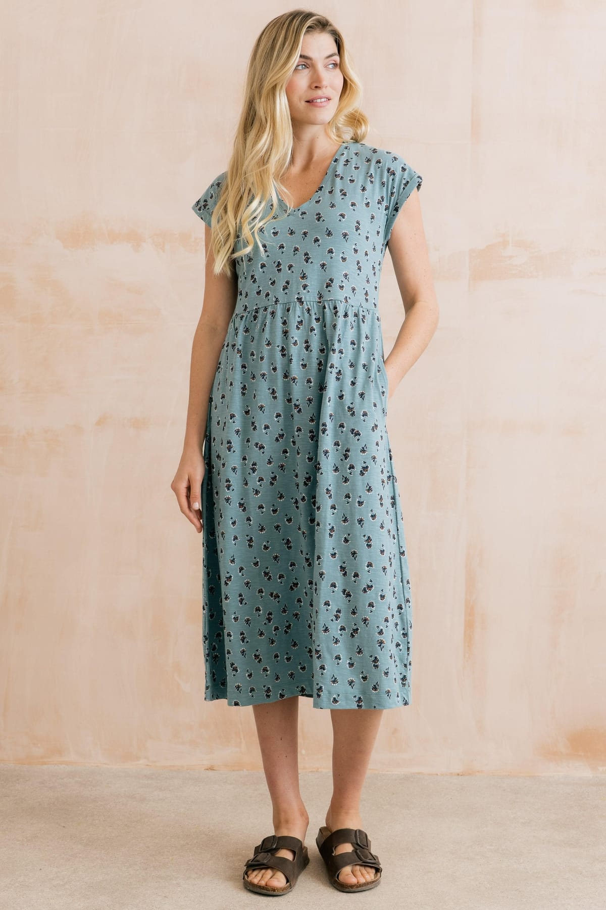 Lily & Me Lily & Me Women's Shine Printed Cotton Jersey Dress in Blue - 1