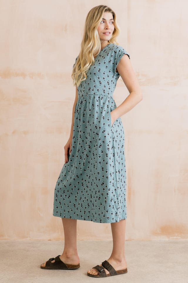 Lily & Me Lily & Me Women's Shine Printed Cotton Jersey Dress in Blue - 2