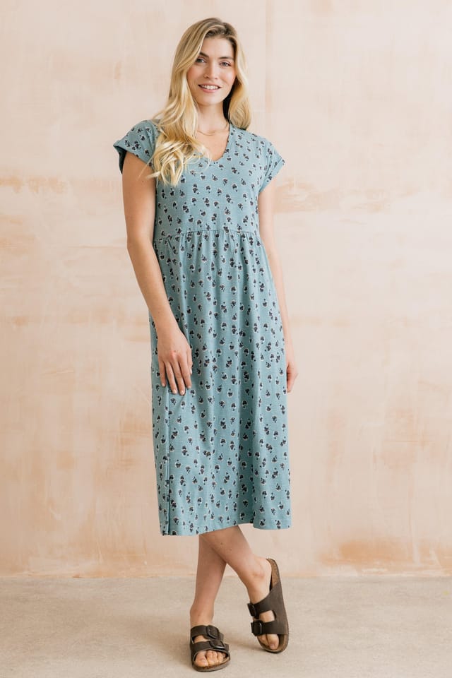 Lily & Me Lily & Me Women's Shine Printed Cotton Jersey Dress in Blue - 3
