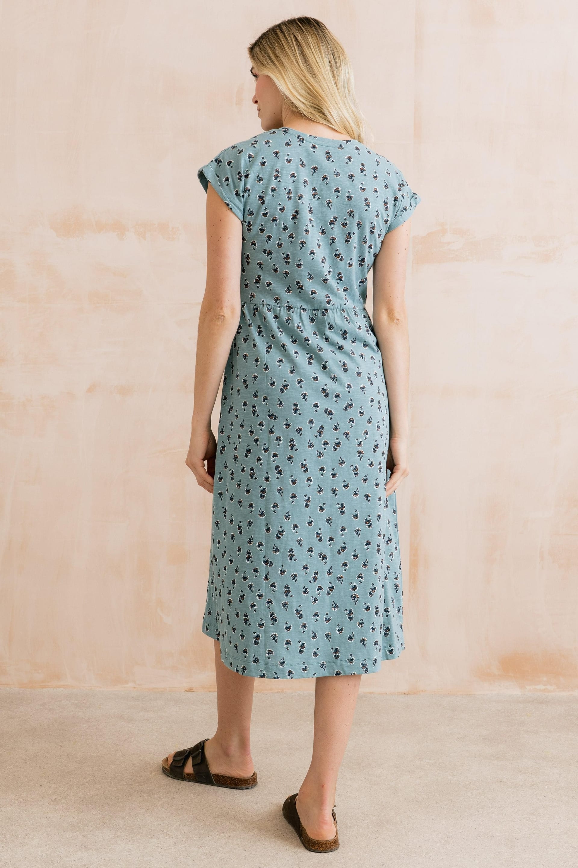 Lily & Me Lily & Me Women's Shine Printed Cotton Jersey Dress in Blue - 4