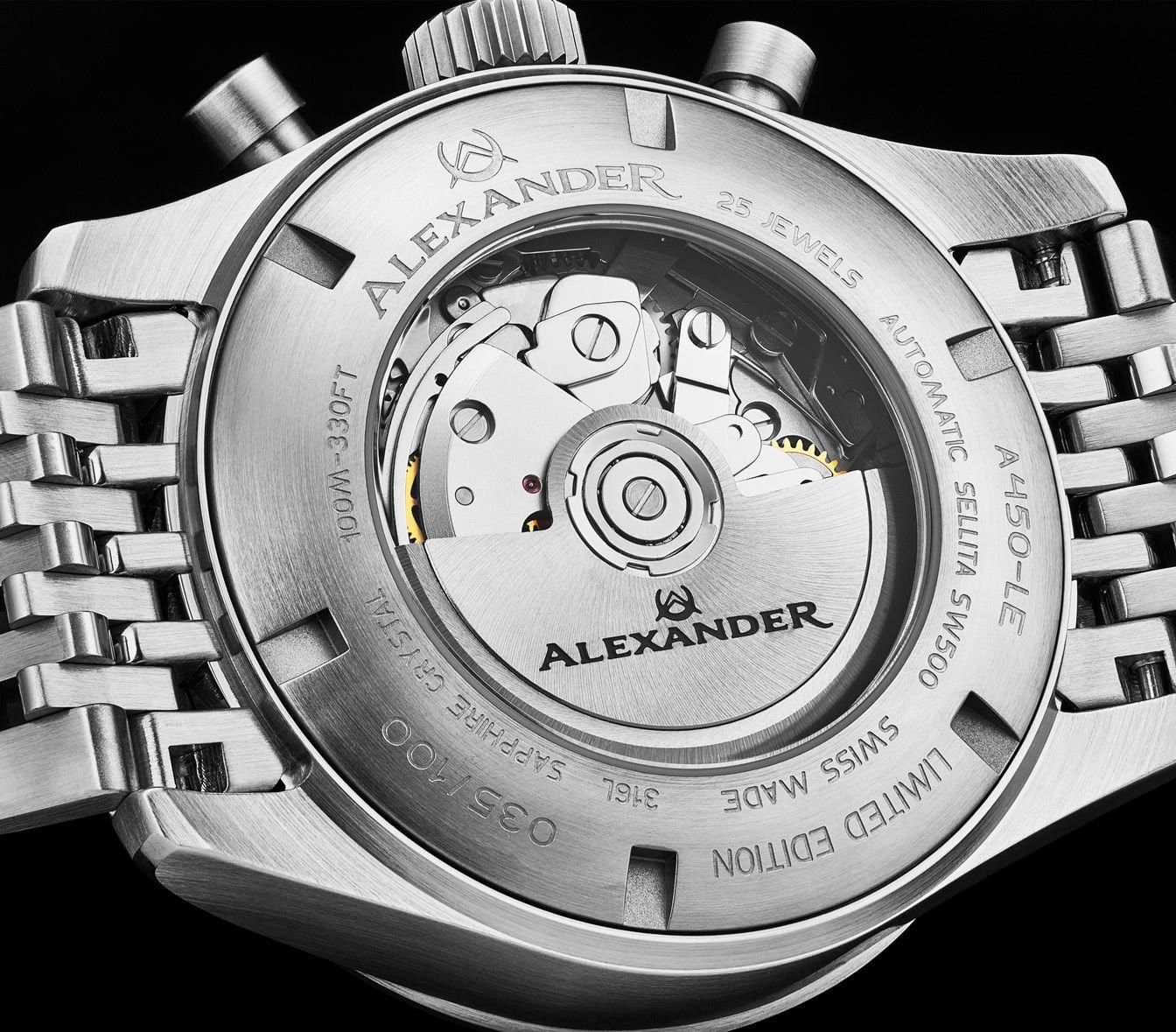 Alexander Alexander Men's A450 Megalos 43mm Classic Chronograph Luxury Watch in Green - 4