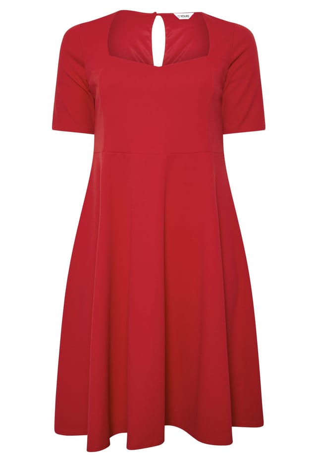 Yours Yours Women's Panel Skater Dress in Red - 2
