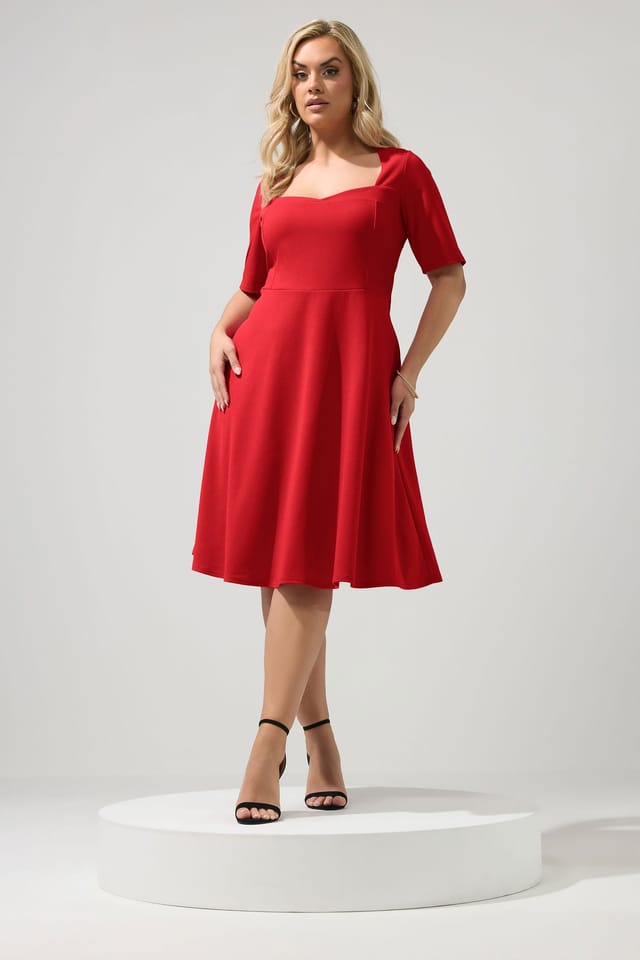 Yours Yours Women's Panel Skater Dress in Red - 3