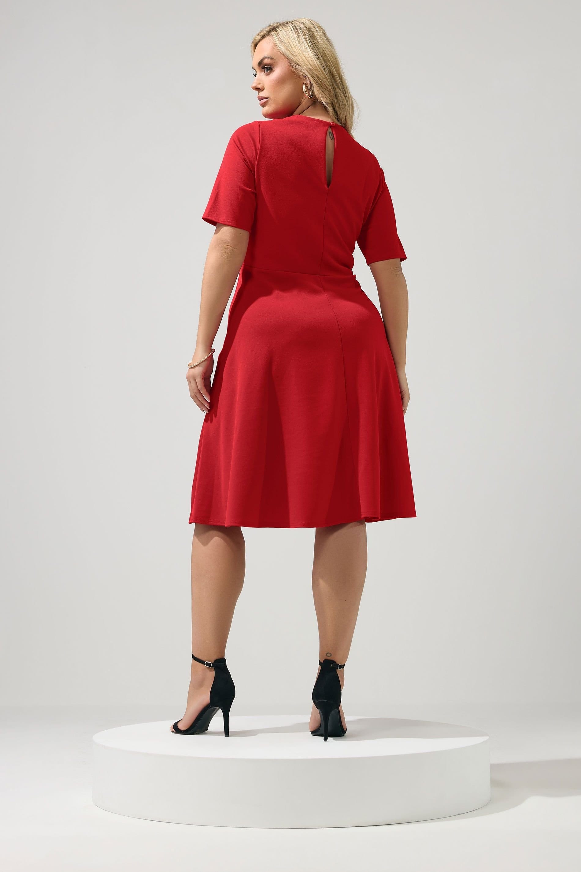 Yours Yours Women's Panel Skater Dress in Red - 4