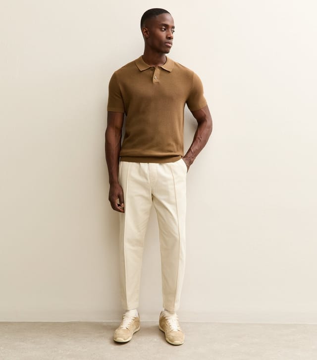 New Look Men's Camel Regular Short Sleeve Textured  Polo Top New Look - 3