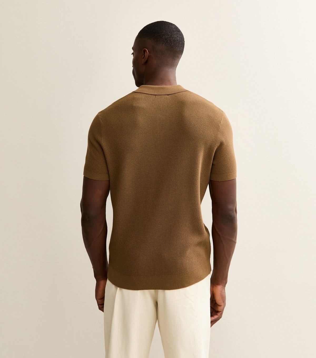 New Look Men's Camel Regular Short Sleeve Textured  Polo Top New Look - 4